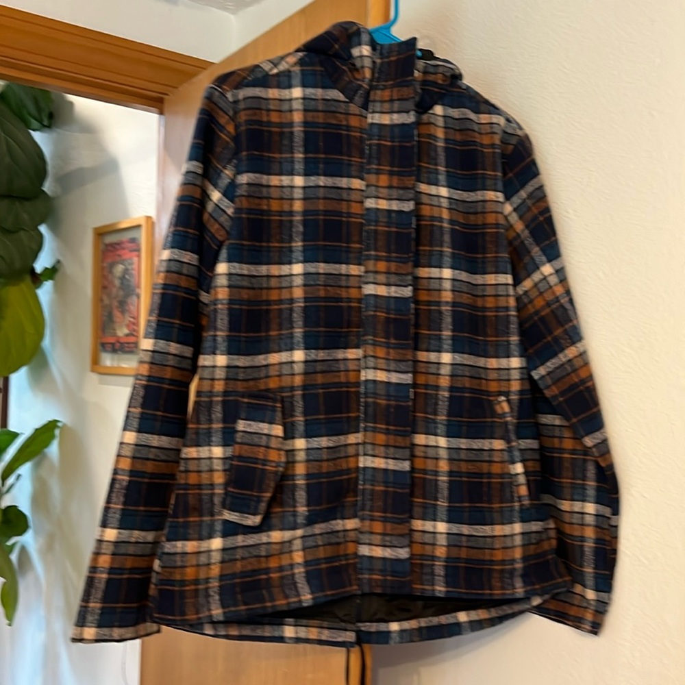 Plaid Hooded Jacket lined w/ pockets NWOT
